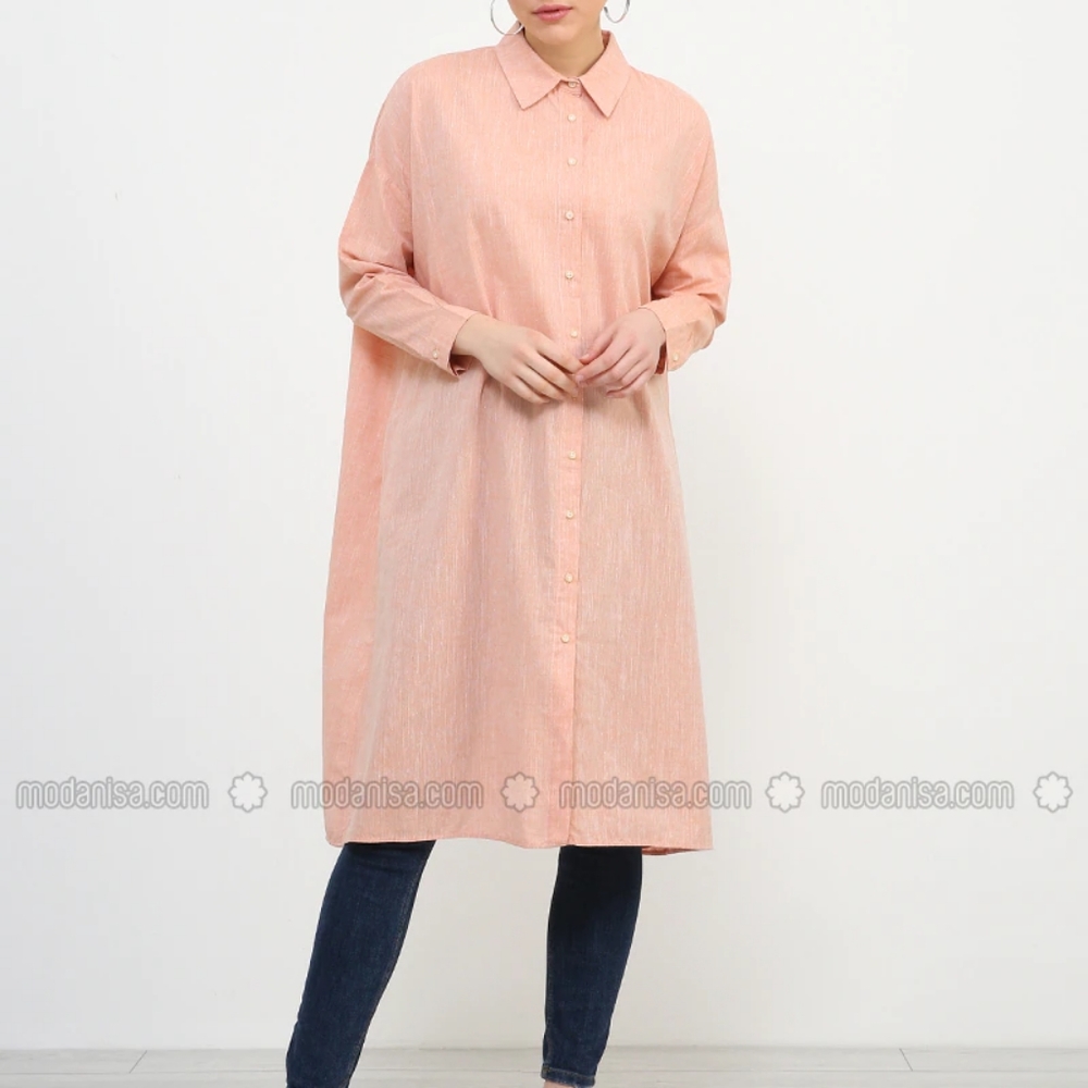 Pastel orange oversized shirt|%100 cotton|Summer